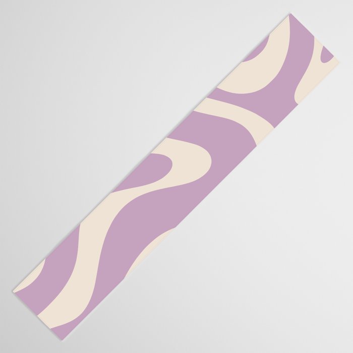 Modern Retro Liquid Swirl Abstract Pattern Square in Lavender Cream Table Runner Gallery Image 3