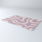 Modern Retro Liquid Swirl Abstract Pattern Square in Lavender Cream Rug Gallery Image 3