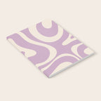 Modern Retro Liquid Swirl Abstract Pattern Square in Lavender Cream Notebook Gallery Image 2