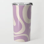 Modern Retro Liquid Swirl Abstract Pattern Square in Lavender Cream Travel Mug Gallery Image 2