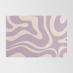 Modern Retro Liquid Swirl Abstract Pattern Square in Lavender Cream Rug Gallery Image 2