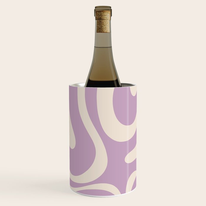 Modern Retro Liquid Swirl Abstract Pattern Square in Lavender Cream Wine Chiller Gallery Image 3
