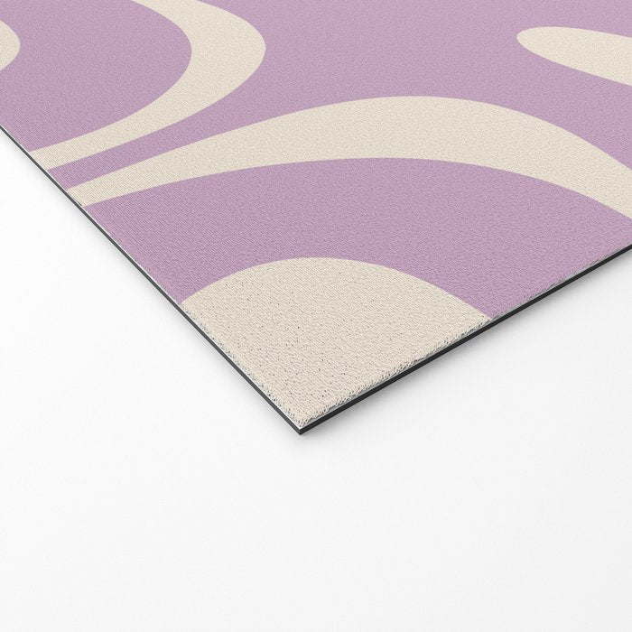 Modern Retro Liquid Swirl Abstract Pattern Square in Lavender Cream Welcome Mat Gallery Image 2