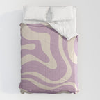 Modern Retro Liquid Swirl Abstract Pattern Square in Lavender Cream Comforter Gallery Image 6