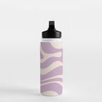 Modern Retro Liquid Swirl Abstract Pattern Square in Lavender Cream Water Bottle Gallery Image 3