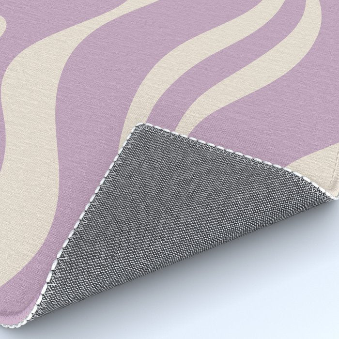 Modern Retro Liquid Swirl Abstract Pattern Square in Lavender Cream Rug Gallery Image 4