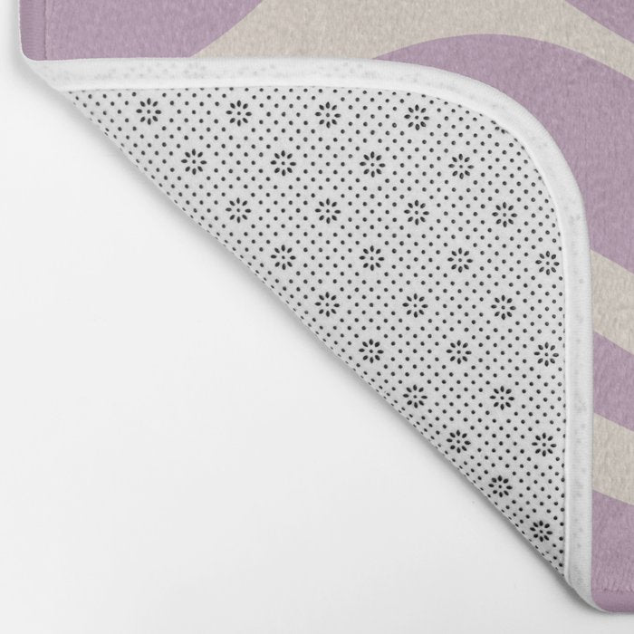 Modern Retro Liquid Swirl Abstract Pattern Square in Lavender Cream Bath Mat Gallery Image 2