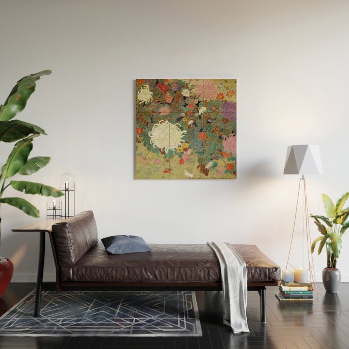Vivid type flower Japanese painting Wood Wall Art
