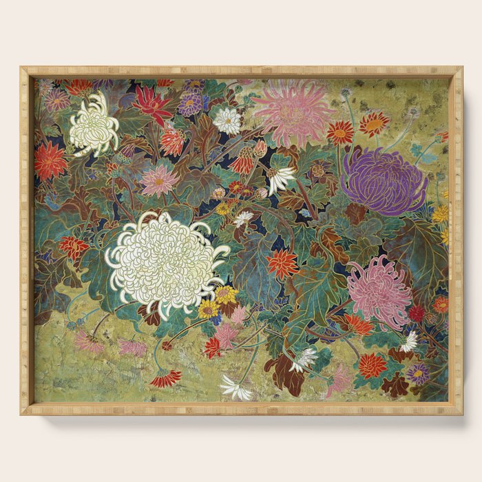 Vivid type flower Japanese painting Serving Tray Gallery Image 1