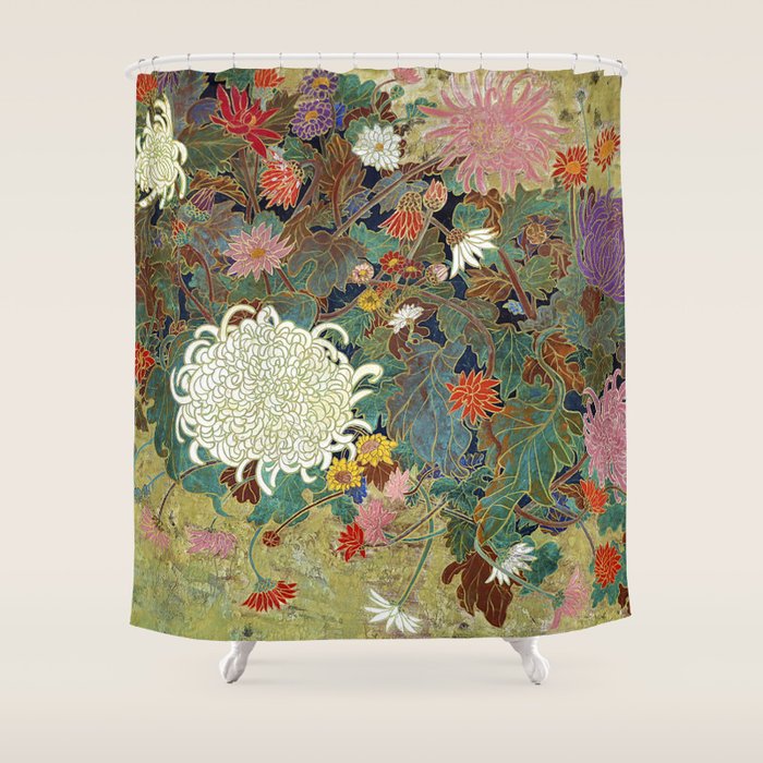 Vivid type flower Japanese painting Shower Curtain Gallery Image 1