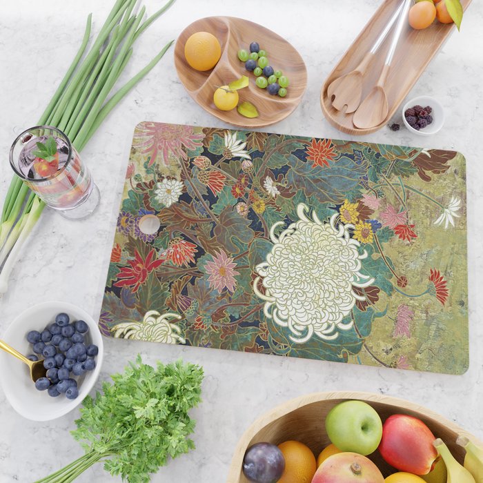 Vivid type flower Japanese painting Cutting Board Gallery Image 2