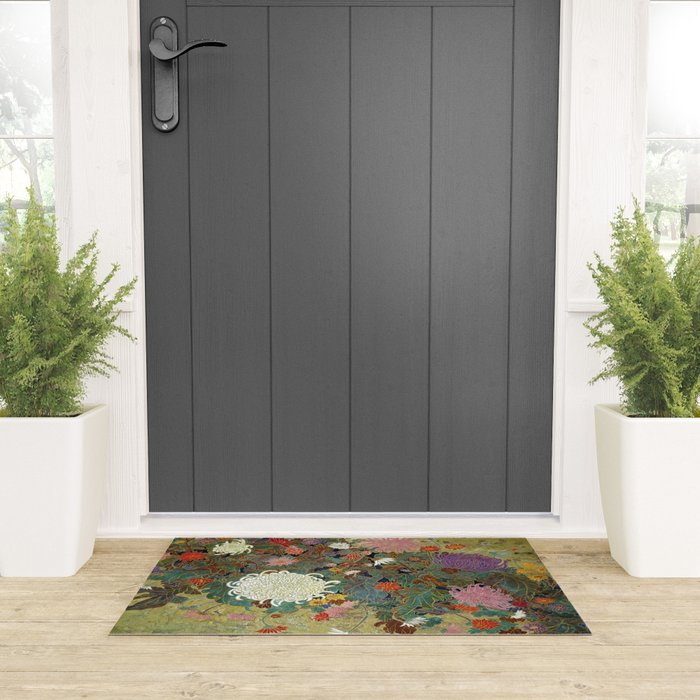 Vivid type flower Japanese painting Welcome Mat Gallery Image 3