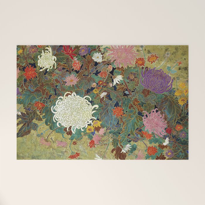 Vivid type flower Japanese painting Welcome Mat Gallery Image 1