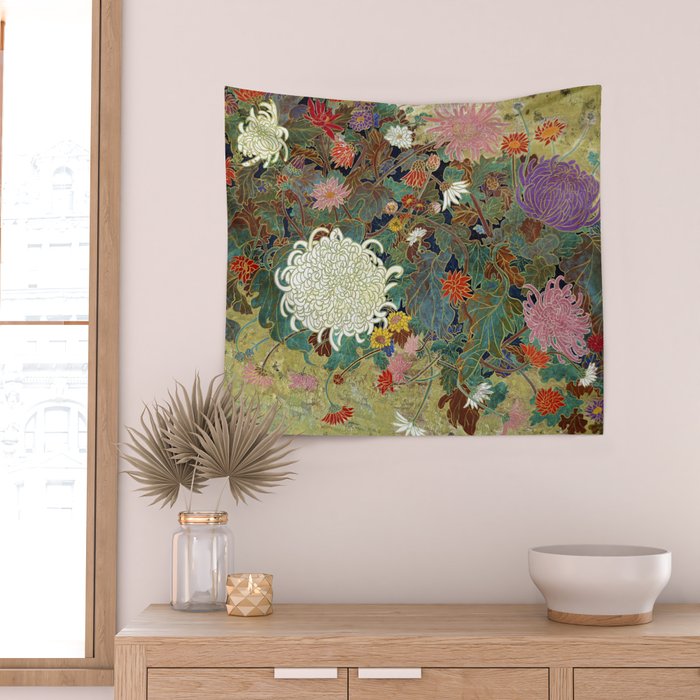 Vivid type flower Japanese painting Wall Tapestry Gallery Image 2