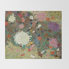 Vivid type flower Japanese painting Throw Blanket Gallery Image 2