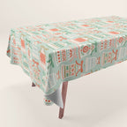 Folk Art Holiday Bells - Light Green Tablecloth Gallery Image 1