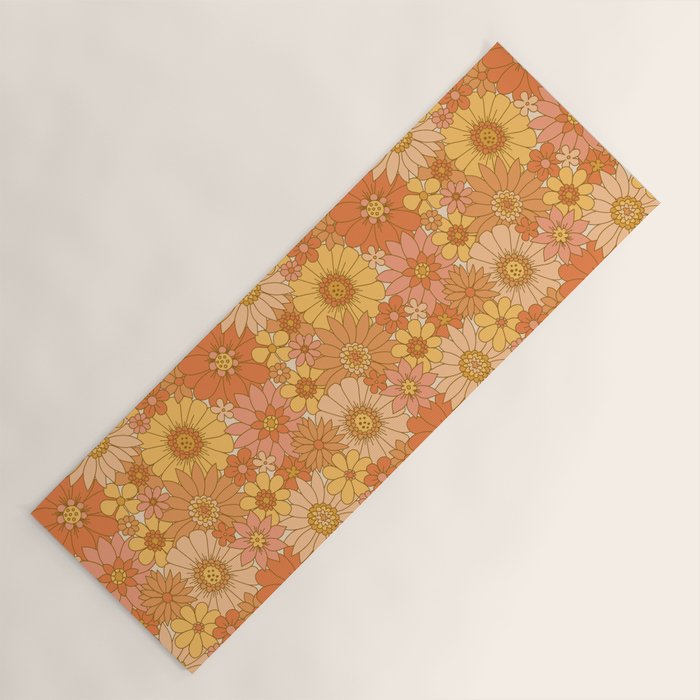 70s Retro Daisy Floral Yoga Mat Gallery Image 1