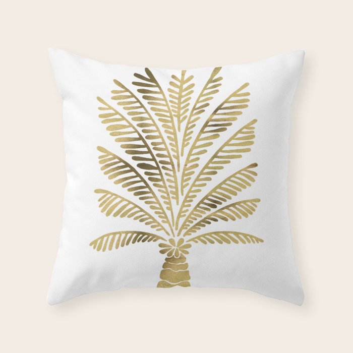 Palm Tree - Gold Palette Throw Pillow Gallery Image 6
