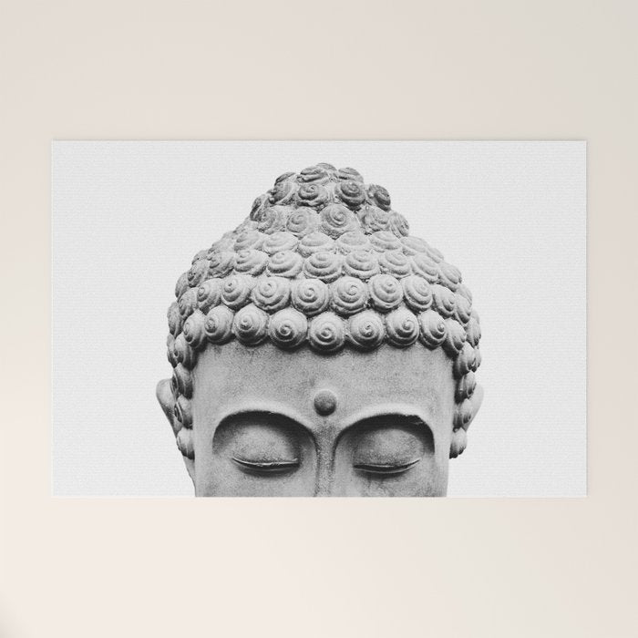 Shy Buddha - Black and White Photography Welcome Mat Gallery Image 1
