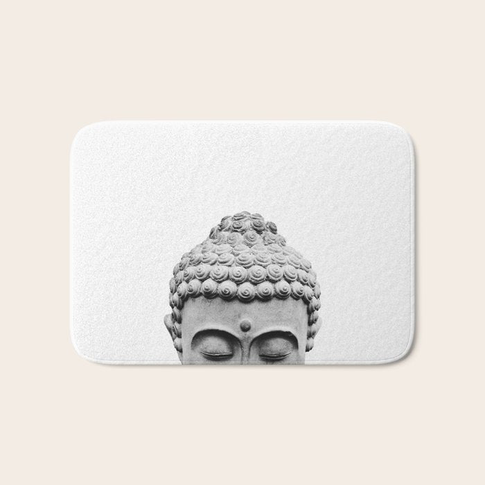 Shy Buddha - Black and White Photography Bath Mat Gallery Image 1