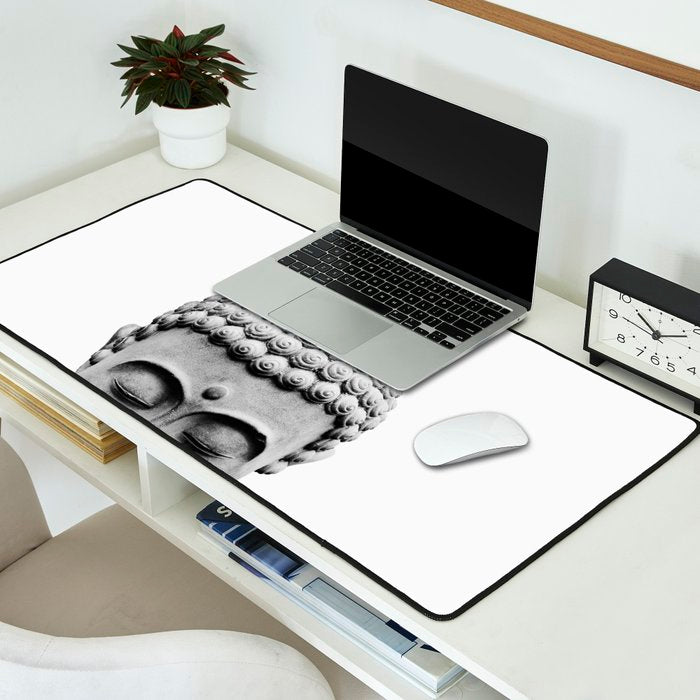Shy Buddha - Black and White Photography Desk Mat Gallery Image 2