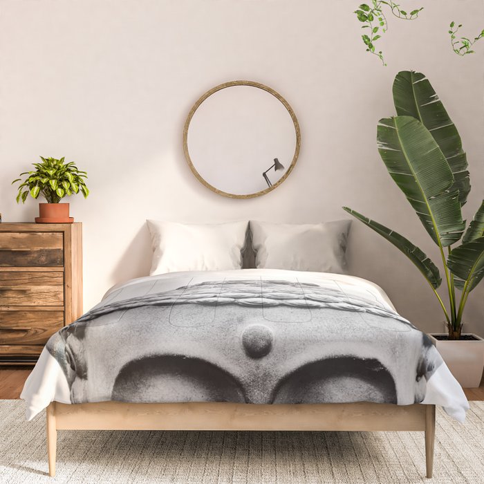 Shy Buddha - Black and White Photography Comforter Gallery Image 3