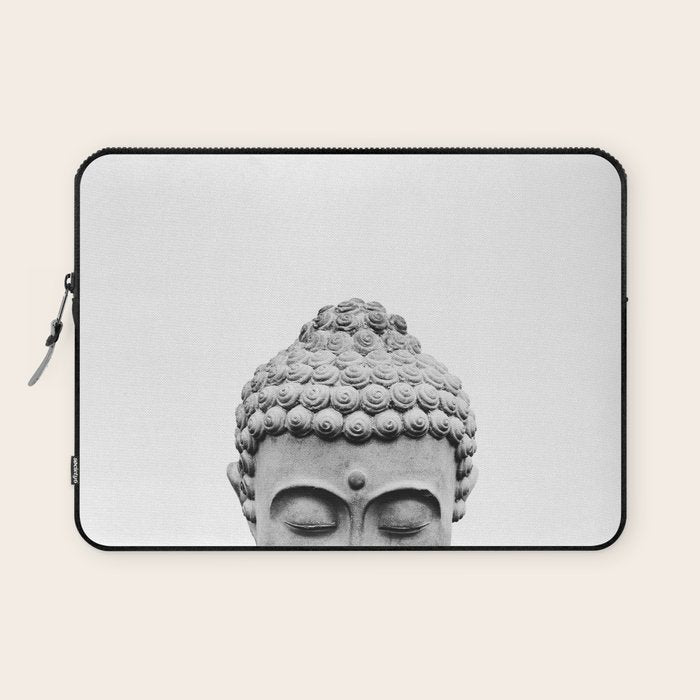 Shy Buddha - Black and White Photography Laptop Sleeve Gallery Image 1