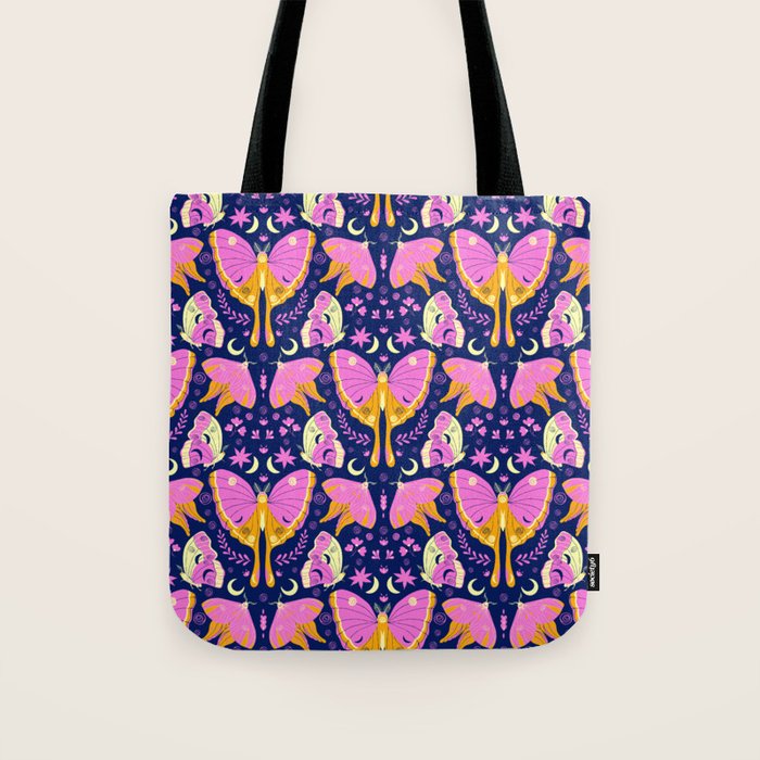 Purple Violet Luna Moths Tote Bag Gallery Image 1