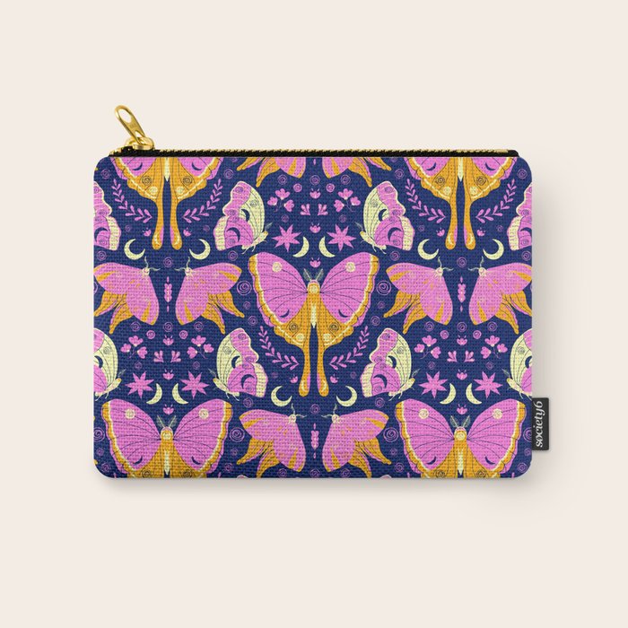 Purple Violet Luna Moths Carry All Pouch Gallery Image 1