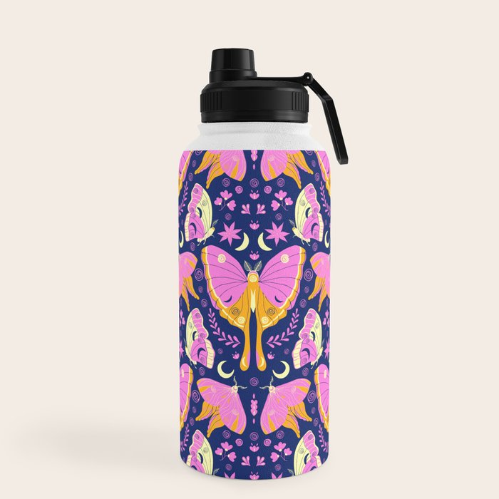 Purple Violet Luna Moths Water Bottle Gallery Image 5
