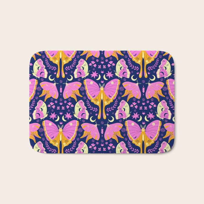 Purple Violet Luna Moths Bath Mat Gallery Image 1
