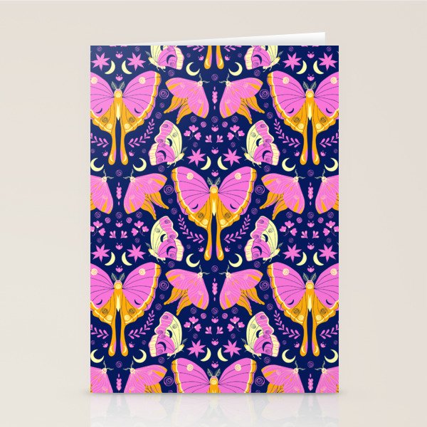 Purple Violet Luna Moths Stationery Card Gallery Image 1