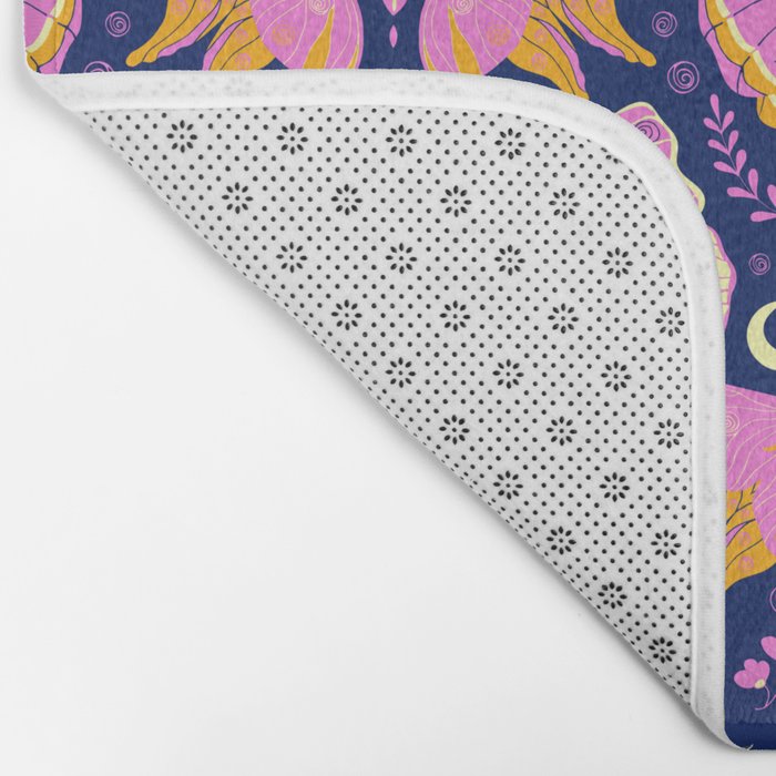 Purple Violet Luna Moths Bath Mat Gallery Image 2