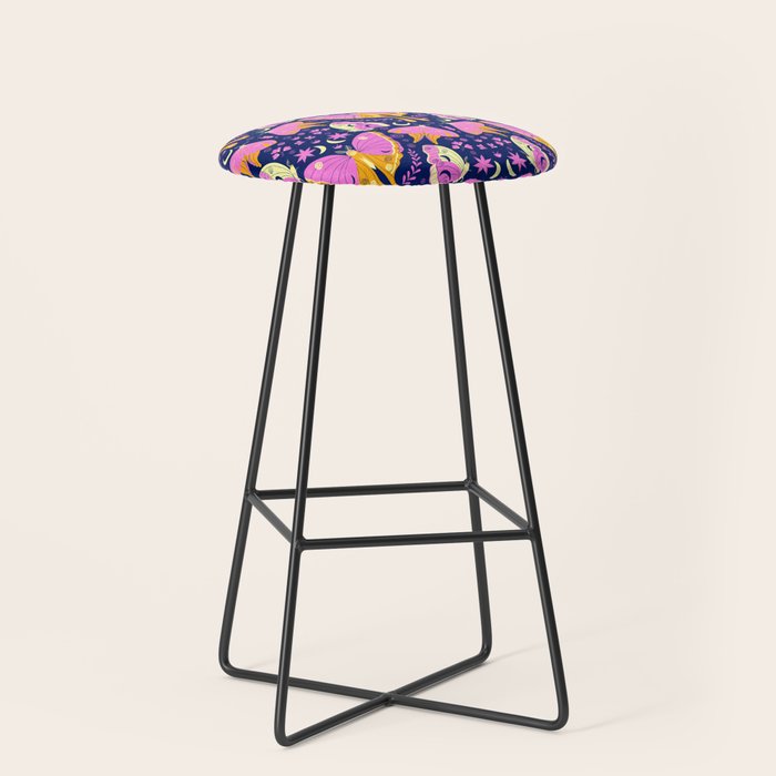 Purple Violet Luna Moths Stool Gallery Image 1