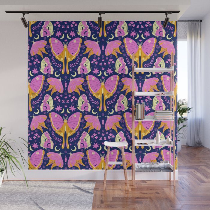 Purple Violet Luna Moths Wall Mural Gallery Image 1