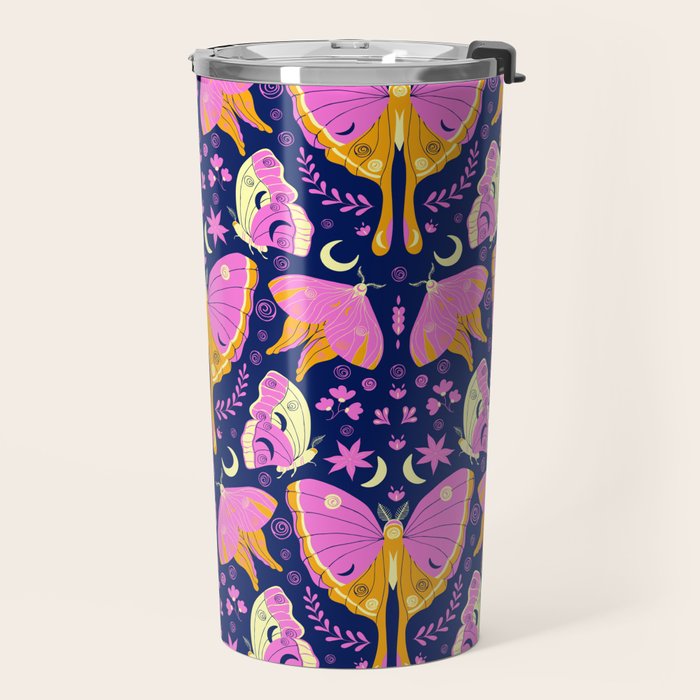 Purple Violet Luna Moths Travel Mug Gallery Image 2
