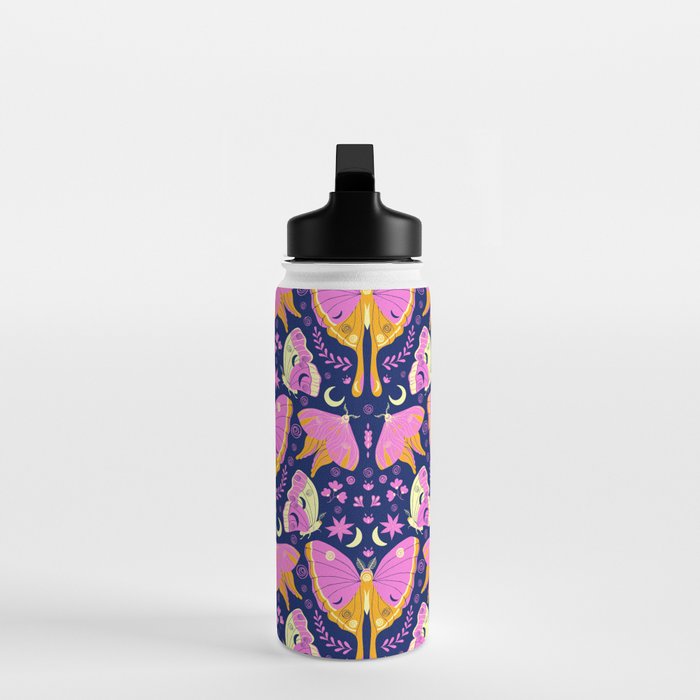 Purple Violet Luna Moths Water Bottle Gallery Image 3