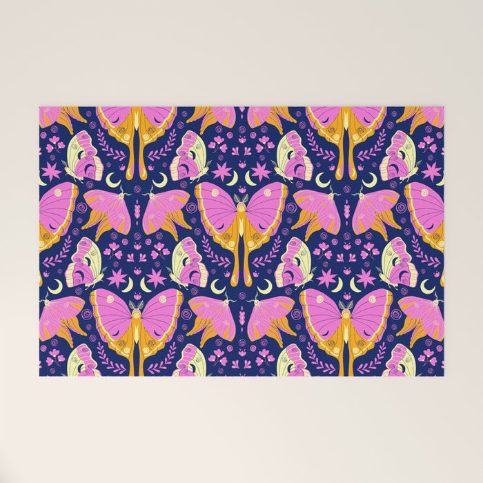 Purple Violet Luna Moths Welcome Mat Gallery Image 1