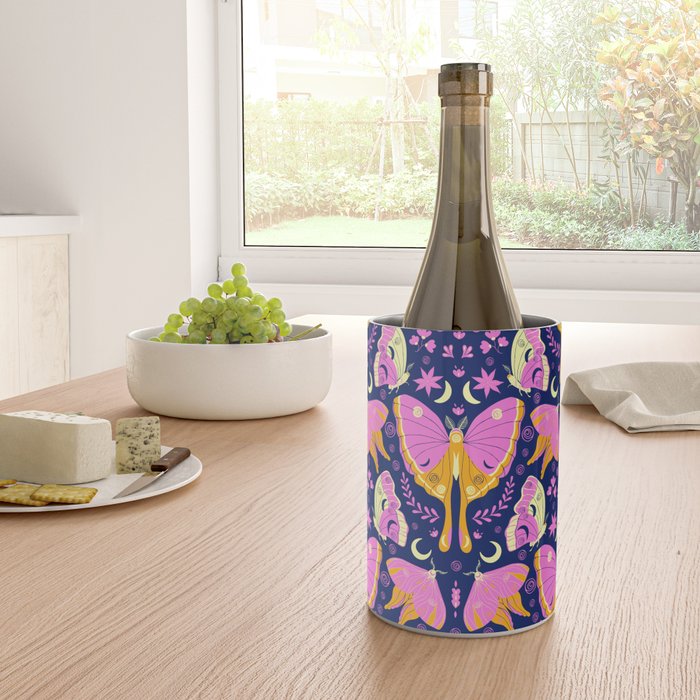 Purple Violet Luna Moths Wine Chiller Gallery Image 4