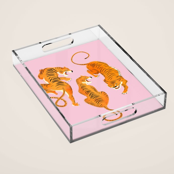 Three fierce tigers Acrylic Tray Gallery Image 1