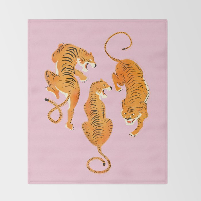 Three fierce tigers Throw Blanket Gallery Image 2