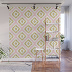Pink & Gold Ikat Pattern Wall Mural Gallery Image 1