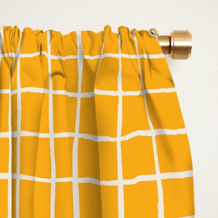 Criss Cross Stripes - Saffron Yellow Window Curtain Gallery Image 2