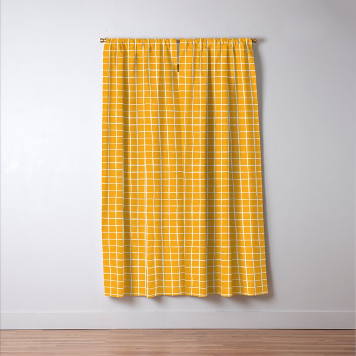 Criss Cross Stripes - Saffron Yellow Window Curtain Gallery Image 3
