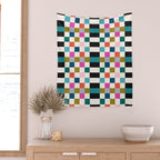 Colorful Checkerboard Wall Tapestry Gallery Image 2
