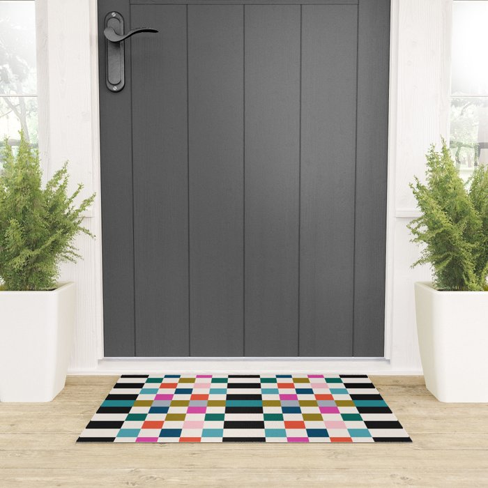 Colorful Checkerboard Welcome Mat Gallery Image 3