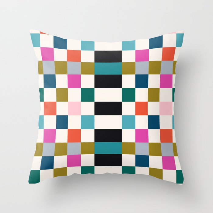 Colorful Checkerboard Throw Pillow Gallery Image 1