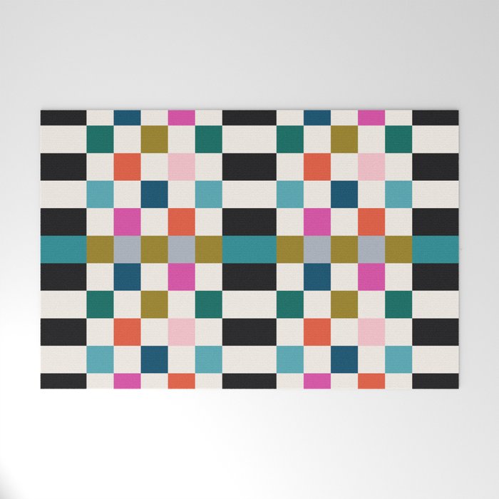 Colorful Checkerboard Welcome Mat Gallery Image 1
