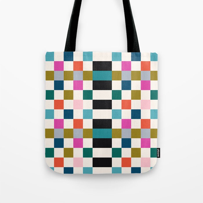 Colorful Checkerboard Tote Bag Gallery Image 1