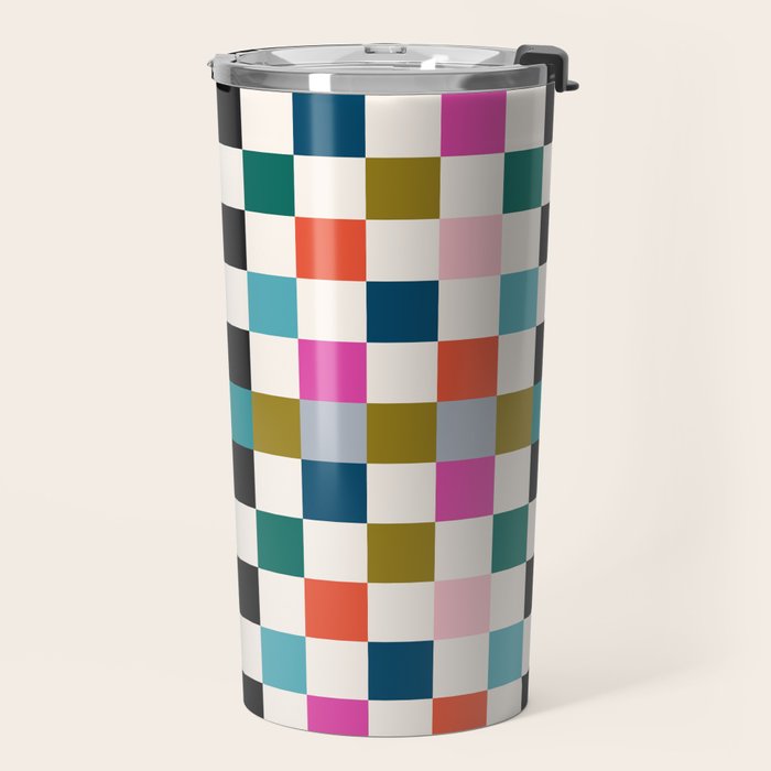 Colorful Checkerboard Travel Mug Gallery Image 2